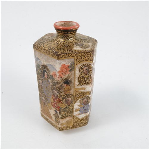 Lot 640 A Satsuma pottery vase, of hexagonal form,